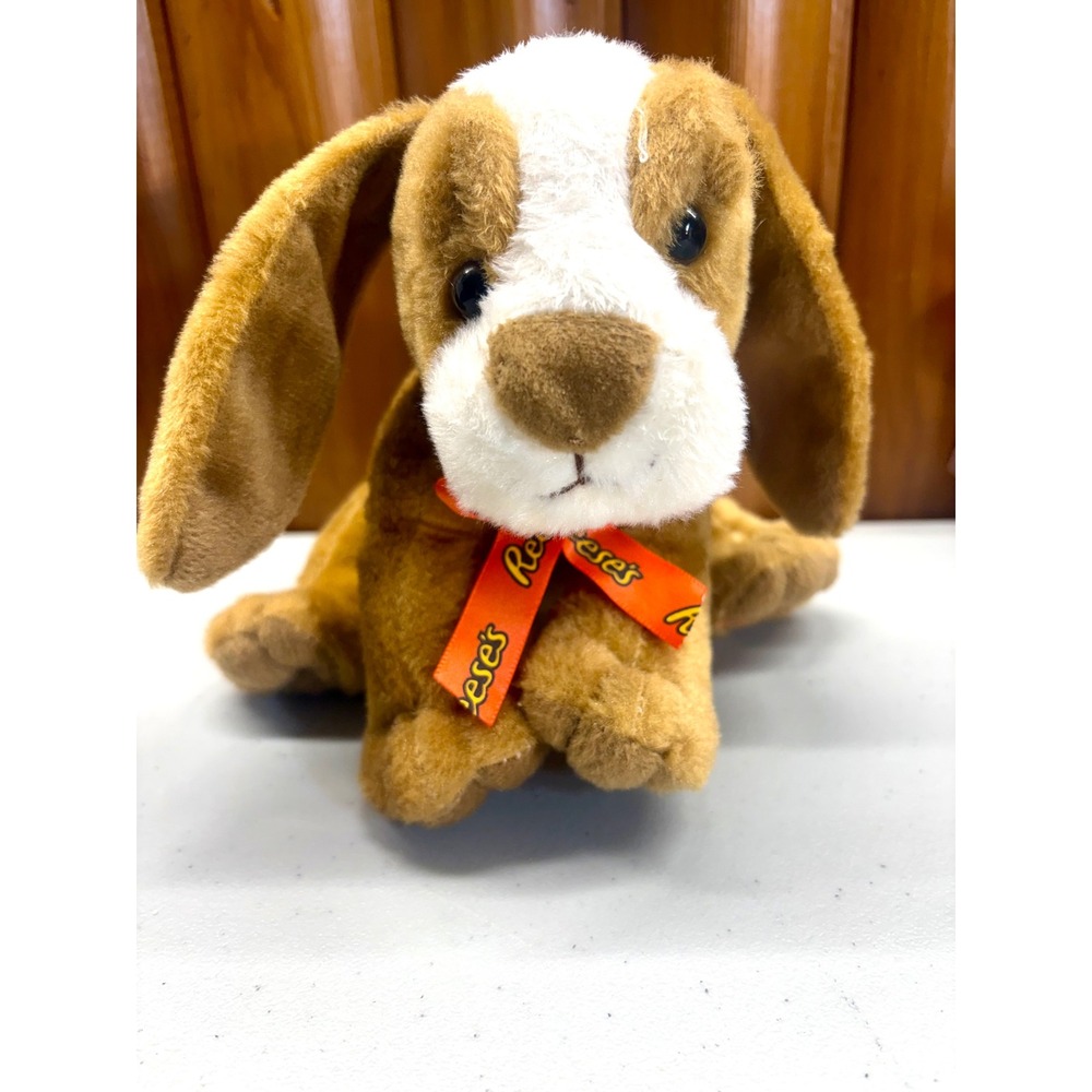 Hershey Reese's Plush Stuffed Dog Orange Logo Ribbon Cocker Spaniel Stuffie 6"